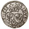 Szeląg, 1581, Wilno; udekorowany monogram królew