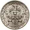 5 złotych, 1959, Warszawa; Symbole Gospodarki Narodowej, wypukły napis PRÓBA na rewersie; Parchimo..