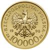 100.000 złotych, 1990, Warszawa; Solidarność 1980–1990; Fr. 156, Parchimowicz 621; złoto próby 999..