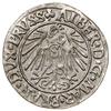 Grosz, 1541, Królewiec; odmiana z długą brodą księcia, końcowka legendy rewersu PRVSS; Kop. 3783, ..