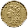 5 dolarów, 1838 C, Charlotte; typ Liberty Head with ribbon; Fr. 136, KM 57; bardzo rzadka moneta –..