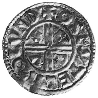 denar, Aw: Popiersie z krzyżem w lewo, w otoku napis: AEDELRED REX, Rw: Podwójny krzyż, w polu napis:OSCYTEL MO LVND, Seaby 1148, 1,63 g.