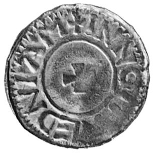 Bernhard I 973-1011, denar, Aw: Głowa w lewo, w 