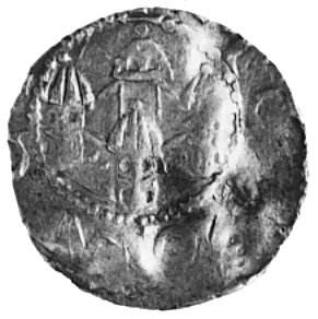 denar, Aw: Krzyż, w polu małe strzałeczki zwrócone do środka, napis: .P AVG.., Rw: Mury i wieże, w otokunapis ..O...ON, Dbg. 1625, 1,52 g.