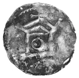 cesarz Otto III 983-1002, denar, Aw: Krzyż, w polu 3 kulki i półksiężyc, Rw: Kapliczka i napis: ..O IM..,Bonhoff 1714, 0,8 i 0,9 g., razem 2 sztuki