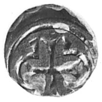 denar, Kamień, Aw: Krzyż w rozecie, Rw: Szeroki krzyż w polu pięć kółek, Kop.60.1 -RR-, Dbg.74, 0,52 g.