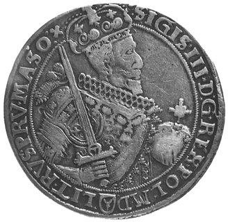 talar 1630, Bydgoszcz, Aw: Popiersie i napis, Rw: Wielopolowa tarcza herbowa i napis, Kop.III.7, Dav.4315