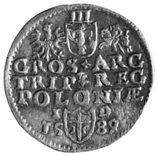 trojak 1589, Olkusz, Aw: j.w., Rw: Herby i napis, Kop.III.2b -R-, Wal.X