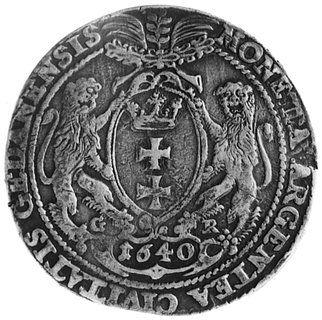 talar 1640, Gdańsk, Aw: Popiersie i napis, Rw: Herb Gdańska i napis, Kop.39.IV.2 -R-, Dav.4356