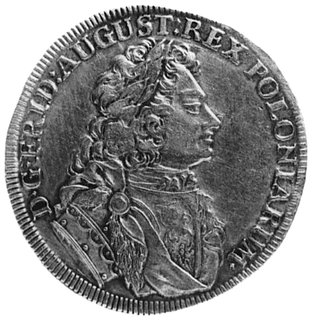 2/3 talara (gulden) 1707, Drezno, Aw: Popiersie i napis, Rw: Tarcze herbowe i napis, Kop.163.III.3 -R-,Dav.821, tak zwany Coselgulden
