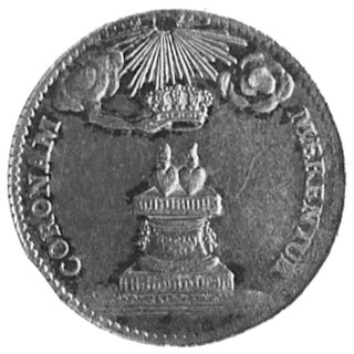 dwugrosz 1738, Drezno, Aw: Napis, Rw: Dwa serca na ołtarzu i napis, Kop.297.1, moneta wybita z okazji ślubuksiężniczki Marii Amalii z Karolem Sycylijskim