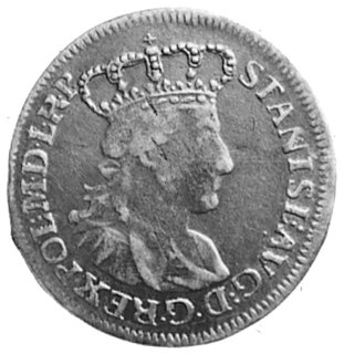 szóstak 1765, Gdańsk, Aw: Popiersie i napis, Rw: Herb Gdańska i napis, Plage 503, moneta rzadko spotykanaw handlu