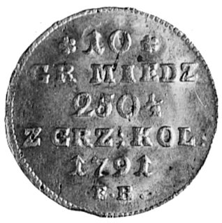10 groszy miedzianych 1791, Warszawa, Aw: Tarcze