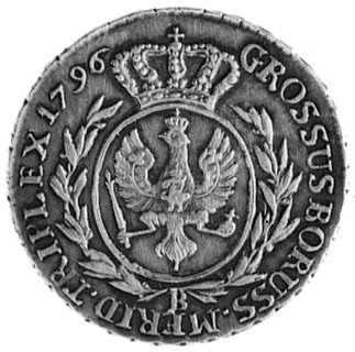 3 grosze 1796, Wrocław, Aw: Głowa i napis, Rw: Tarcza herbowa i napis, Plage 33, Schr. 190, odbitkaw srebrze