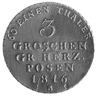 3 grosze 1816 A, Berlin, Aw: Orzeł Pruski w owalnej tarczy, Rw: Napisy, Plage 60
