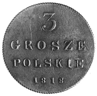 3 grosze 1818, Warszawa, Aw: Herb Królestwa , Rw: Nominał i data, Plage 152 Rl