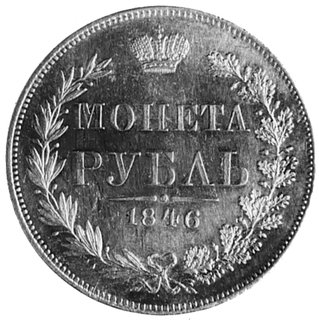rubel 1846, Warszawa, Aw: Orzeł carski i napis, Rw: Nominał w wieńcu, Plage 437, bardzo ładny egzemplarz