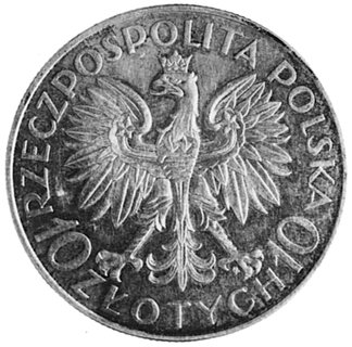 10 złotych 1933, Sobieski z napisem wypukłym PRÓBA, wybito 100 sztuk, srebra 22,13 g.