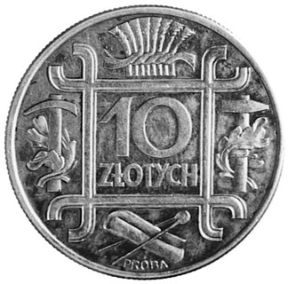 10 złotych 1934, *klamry*, rant karbowany, wybito 100 sztuk, srebro 18,06 g., bardzo ładna patyna