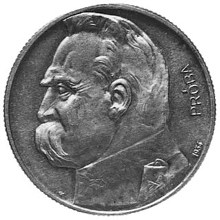 5 złotych 1934, Orzeł Strzelecki z wypukłym napisem PRÓBA, wybito 100 sztuk, srebra 10,97 g.
