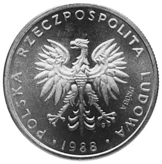 20 złotych 1988 z wypukłym napisem PRÓBA na awersie, próba technologiczna, nakład nieznany