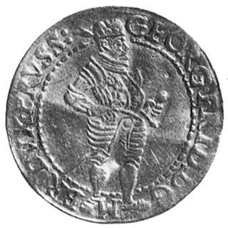 dukat 1595, Królewiec, Aw: Postać Jerzego Fryderyka i napis, Rw: Orzeł i napis, Kop.I.6 -RRR-, Fr.315(468),nie było go w kolekcji monet i medali w Malborku