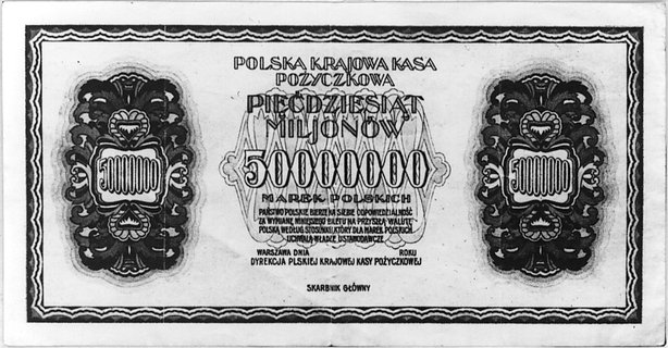 50.000.000 marek polskich b.d., - projekt banknotu z roku 1923 nie wprowadzonego do obiegu- druk