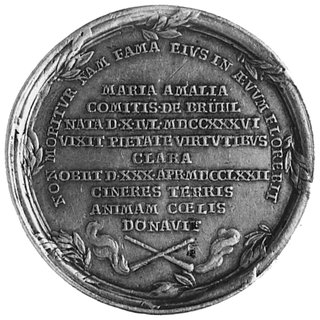 medal wybity w 1772 roku na zlecenie Jerzego Mniszcha dla upamiętnienia śmierci żony, Aw