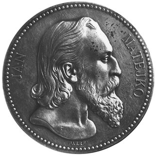 medal sygnowany BARRE wybity i ofiarowany Janowi Matejce w 1875 roku dla uczczenia artysty, Aw