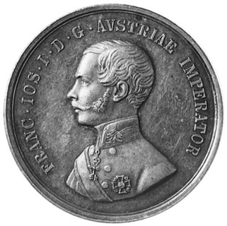 medal nagrodowy nie sygnowany b.d., Aw: Popiersie cesarza Franciszka Józefa I, napis wokół, Rw: Napisw czterech wierszach, Strzał.879 RR, srebro 34,0 mm, 18,48 g., ładna stara patyna