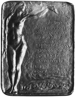 medal nie sygnowany projektu Henryka Kunzka ku czci Marcelego Nenckiego w 1901 roku, Aw: Popiersiei napis, Rw: Postać nagiej kobiety i napis w jedenastu wierszach, Strzał.91, brąz 39,5 x 51,5 mm, 54,77 g.