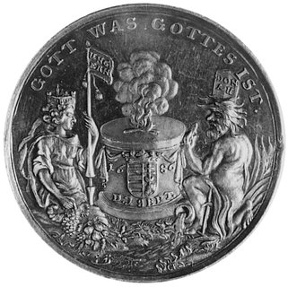 medal sygnowany JK i CV (J. Kittel i C. Vinck) wybity w 1686 roku dla upamiętnienia zdobycia Ofen, Aw:Hungaria i Dunaj siedzące obok płonącego ołtarza i napis, Rw: Orzeł z herbem Węgier w szponach unosi się nadmiastem obleganym przez wojska cesarskie, Horsky 2114, srebro 47,0 mm, 26,0 g.