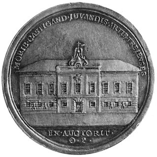 medal nie sygnowany, wybity w 1786 roku, Aw: Popiersie Piusa VI i napis, Rw: Front pałacu i napis, srebro40,5 mm, 25,14 g.