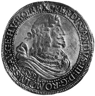 talar 1651, Wiedeń, Aw: Popiersie i napis, Rw: Tarcza herbowa, w otoku napis, Dav.3181, Her.387