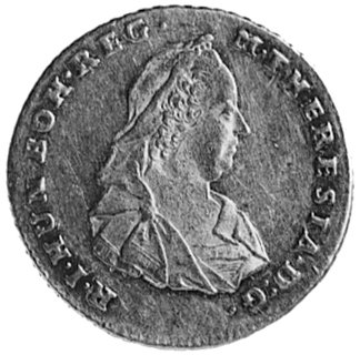 2 dukaty 1765, Krzemnica, Aw: Postać cesarzowej, po bokach litery K-B, w otoku napis, Rw: Madonna,w otoku napis, Fr.73 (Hungary), Her.61