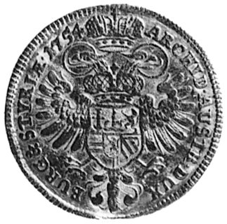dukat 1754, Graz, Aw: Popiersie, w otoku napis, Rw: Orzeł Habsburski, w otoku napis, Fr.256, Her. 129