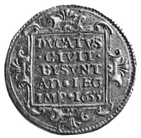 1/2 dukata 1655, Aw: Postać Karola V, w otoku napis, Rw: Napis w kwadracie w pięciu wierszach, Fr.791,72 g.