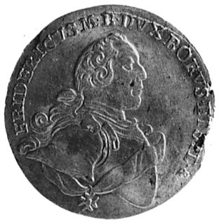 1/6 talara 1757, Aw: Popiersie Fryderyka II, w otoku napis, Rw: Poziomy napis w pięciu wierszach, Schon 91
