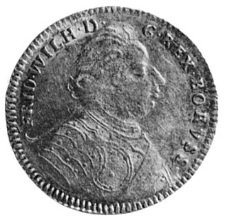 dukat 1717, Magdeburg, Aw: Popiersie w prawo, w otoku napis, Rw: Gwiazda orderowa pod koroną, poniżejlitery HFH i dat, Schr. 154