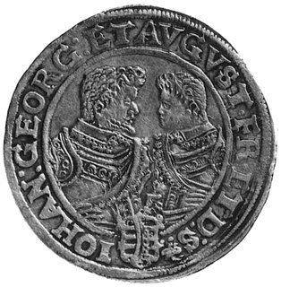 Christian II, Jan Jerzy i August 1591-1611, 2 talary 1611, Drezno, Aw: Popiersie Christiana II i napis, Rw:Półpostacie Jana i Augusta oraz napis, Dav.7565, 58,37 g.