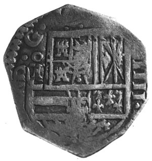 Filip IV 1621-1665, 4 reale b.d., Potosi, Aw: Tarcza herbowa i napis, Rw: Tarcza herbowa w kształcie rozety,13,15 g.