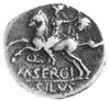 Sergia, M. Sergius Silus (około 116-115), denar, Aw: Głowa Romy w prawo, z lewej napis ROMA i X,Aw..