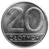 20 złotych 1989 z wypukłym napisem PRÓBA na rewersie; typ jak moneta próbna niklowa 20 złotowa, pr..