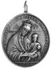 owalny medal pątniczy z uchem, koniec XVIII wieku, Aw: Madonna z Dzieciątkiem i napisy, Rw: Napis ..