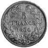 5 franków 1834, Lilie, Aw: Głowa, w otoku napis, Rw: Nominał w wieńcu i data, Gad.678