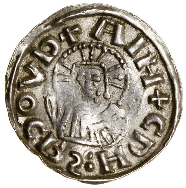 Denar, bez daty (1003–1034), Praga; Aw: Półposta