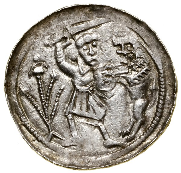 Denar, bez daty (1138–1146); Aw: Książę na troni