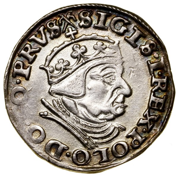 Trojak, 1540, Gdańsk; popiersie króla w czepcu i