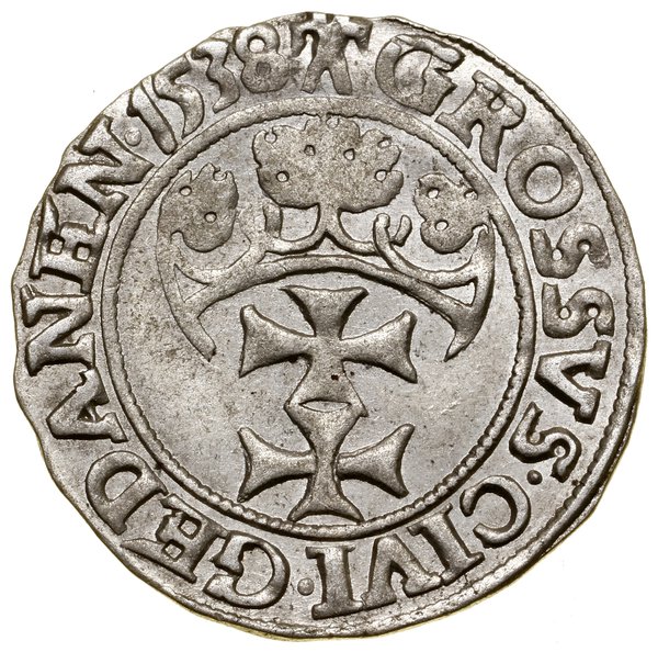 Grosz, 1538, Gdańsk; na awersie końcówka legendy