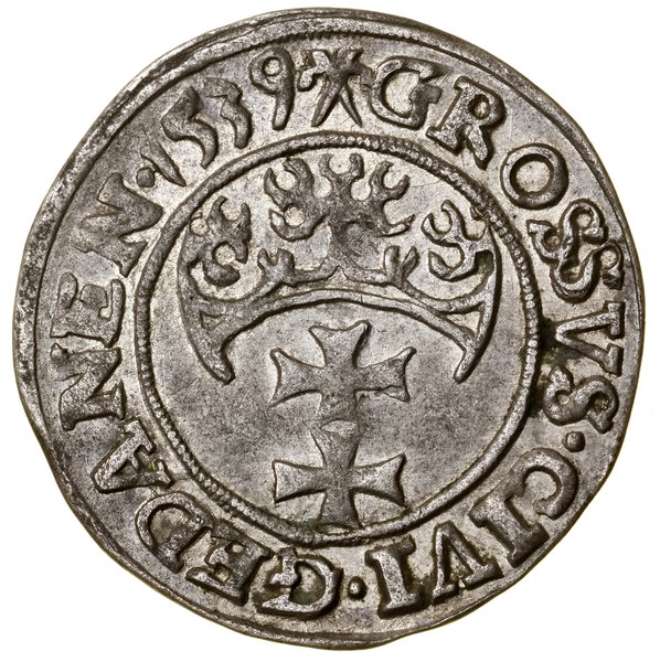 Grosz, 1539, Gdańsk; na awersie końcówka legendy